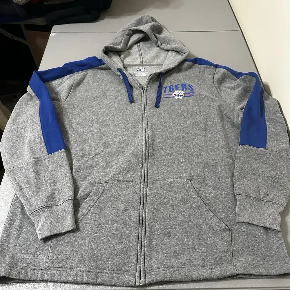 NBA Philadelphia 76ers Men’s Grey XL Zip Front Hoodie